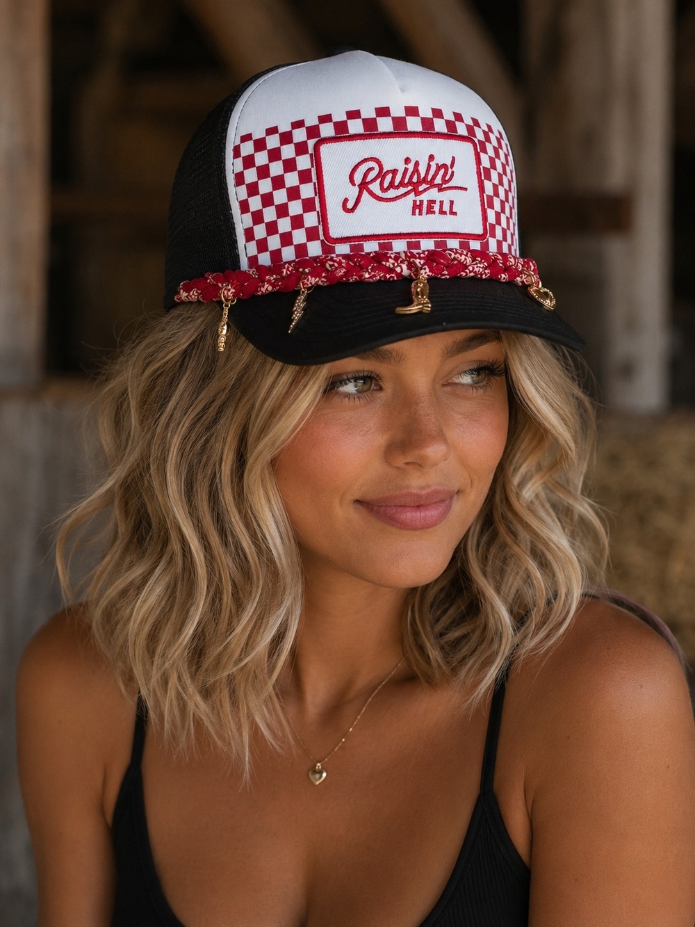 Red & Black Raisin Hell Trucker Hat